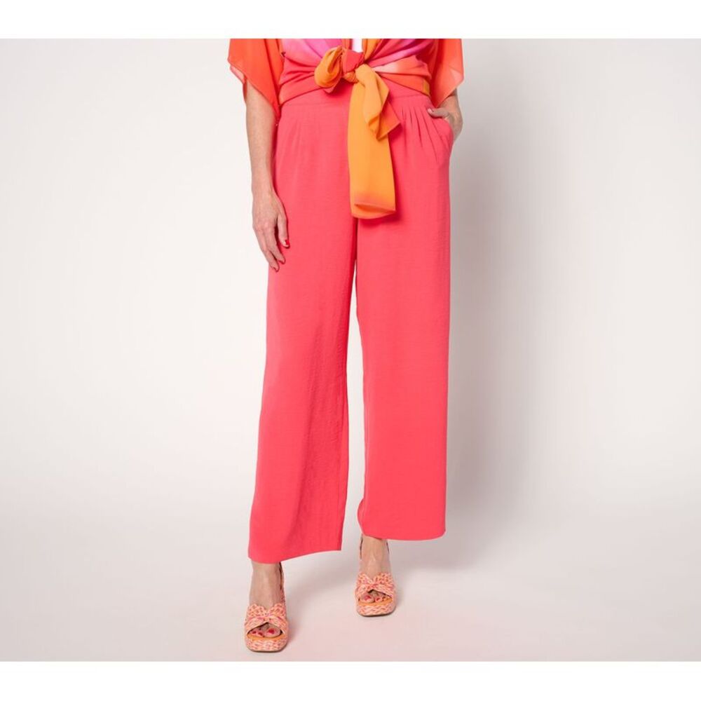 nicole by Nicole Miller Women's Pants Sz XL High-Waisted Crepe Pant Pink A653426